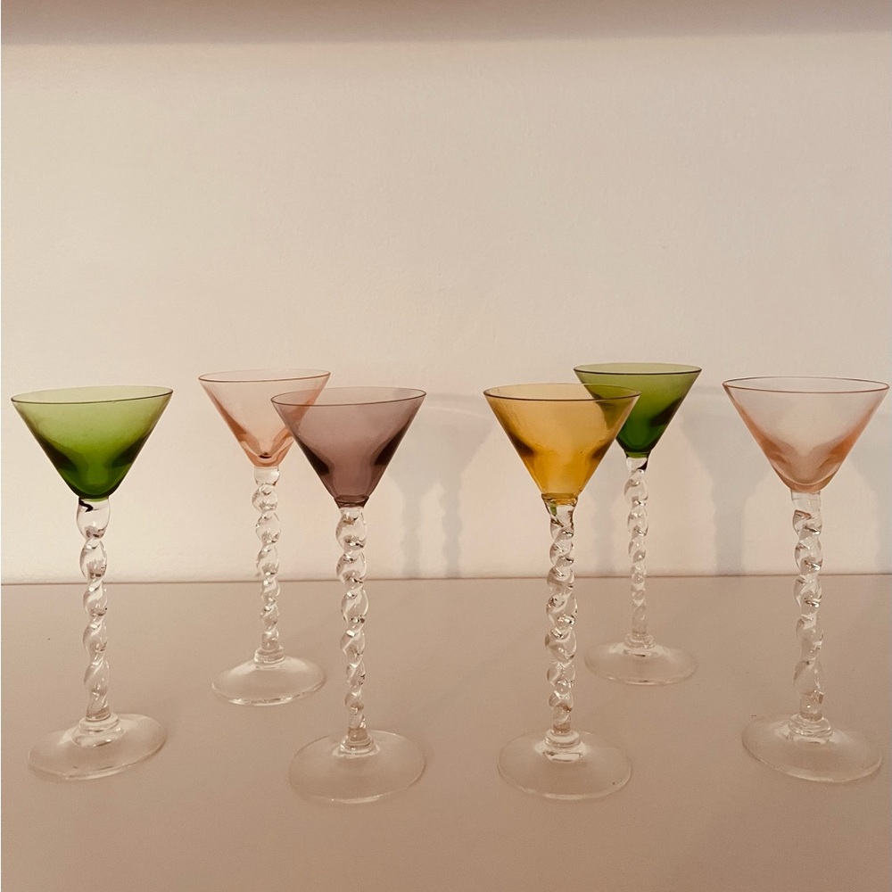 Mid~Mod Twisted Cordial Glasses